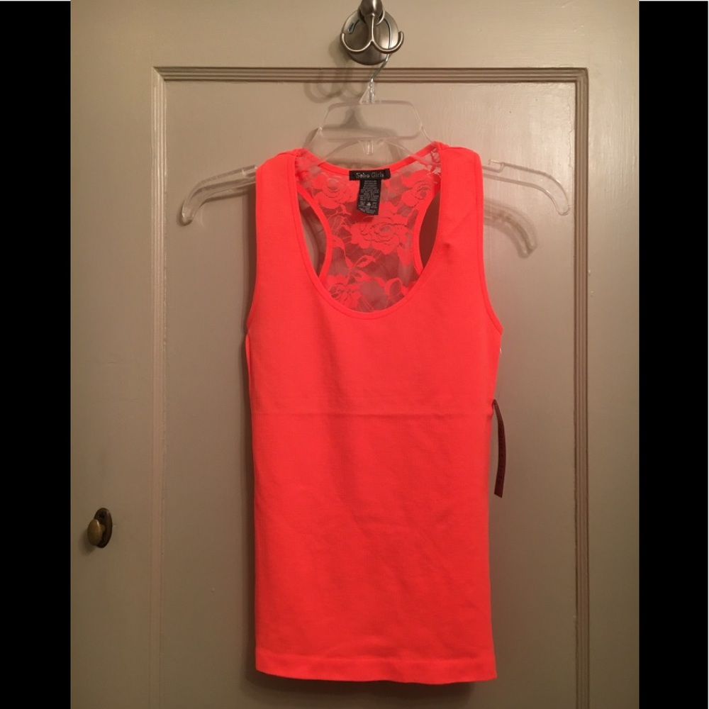 Women Teen Small Tank Racerback Lace Stretch New